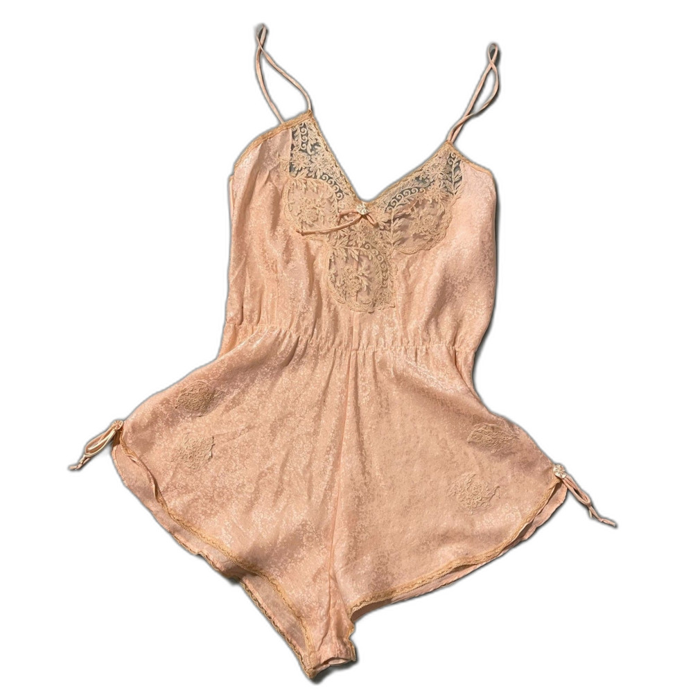 Vintage Nightwear 100% Silk | Chemise Romper | Medium